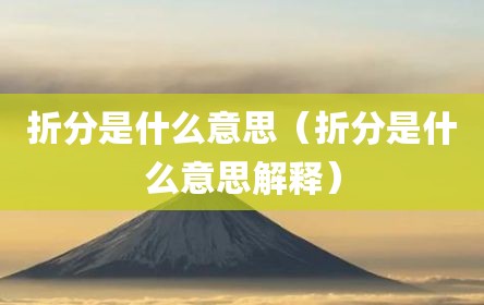 折分是什么意思（折分是什么意思解释）