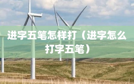 进字五笔怎样打（进字怎么打字五笔）