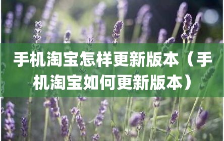 手机淘宝怎样更新版本（手机淘宝如何更新版本）