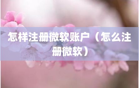 怎样注册微软账户（怎么注册微软）