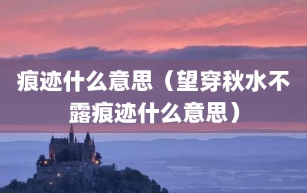 痕迹什么意思（望穿秋水不露痕迹什么意思）
