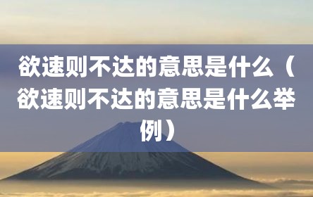 欲速则不达的意思是什么（欲速则不达的意思是什么举例）