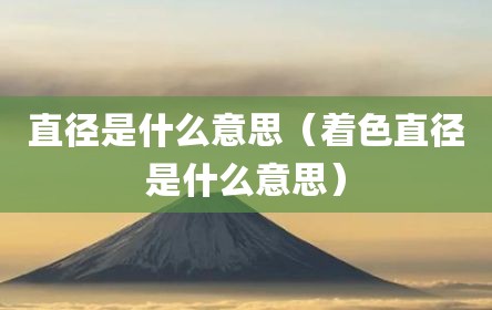 直径是什么意思（着色直径是什么意思）