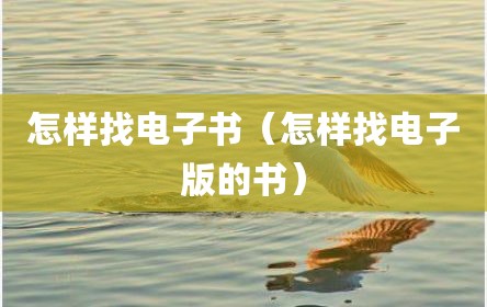 怎样找电子书（怎样找电子版的书）