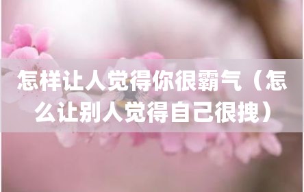 怎样让人觉得你很霸气（怎么让别人觉得自己很拽）