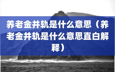 养老金并轨是什么意思（养老金并轨是什么意思直白解释）