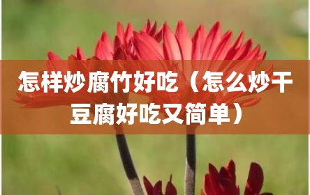 怎样炒腐竹好吃（怎么炒干豆腐好吃又简单）
