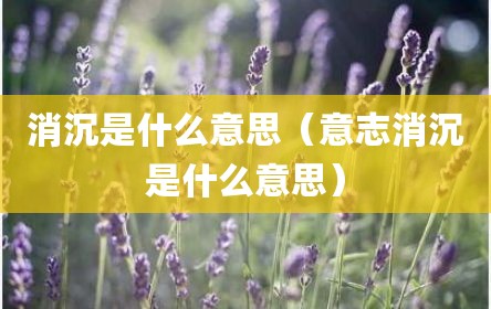 消沉是什么意思（意志消沉是什么意思）