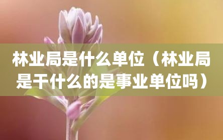 林业局是什么单位（林业局是干什么的是事业单位吗）