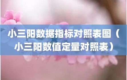 小三阳数据指标对照表图（小三阳数值定量对照表）
