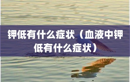 钾低有什么症状（血液中钾低有什么症状）