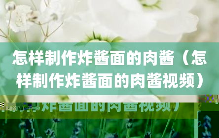 怎样制作炸酱面的肉酱（怎样制作炸酱面的肉酱视频）