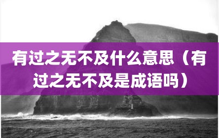 有过之无不及什么意思（有过之无不及是成语吗）