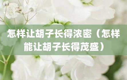 怎样让胡子长得浓密（怎样能让胡子长得茂盛）