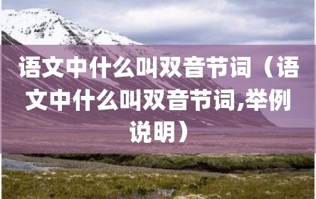 语文中什么叫双音节词（语文中什么叫双音节词,举例说明）