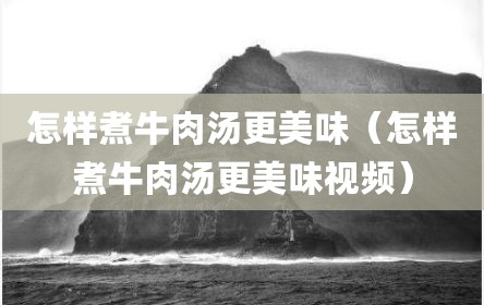 怎样煮牛肉汤更美味（怎样煮牛肉汤更美味视频）