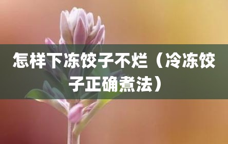 怎样下冻饺子不烂（冷冻饺子正确煮法）