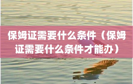 保姆证需要什么条件（保姆证需要什么条件才能办）