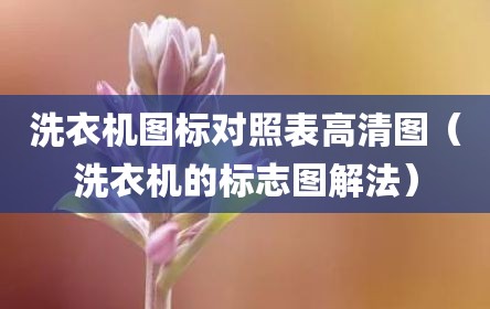 洗衣机图标对照表高清图（洗衣机的标志图解法）