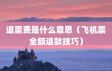 退票费是什么意思（飞机票全额退款技巧）