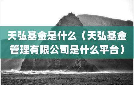 天弘基金是什么（天弘基金管理有限公司是什么平台）