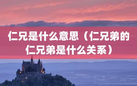 仁兄是什么意思（仁兄弟的仁兄弟是什么关系）