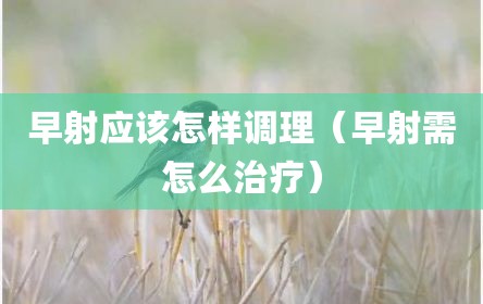 早射应该怎样调理（早射需怎么治疗）