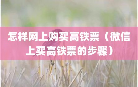 怎样网上购买高铁票（微信上买高铁票的步骤）