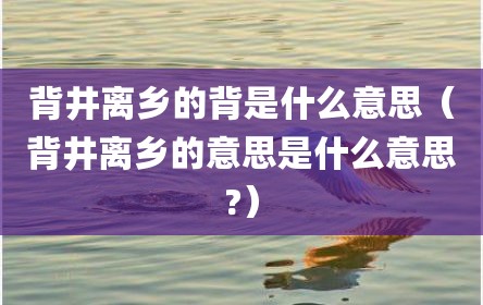 背井离乡的背是什么意思（背井离乡的意思是什么意思?）