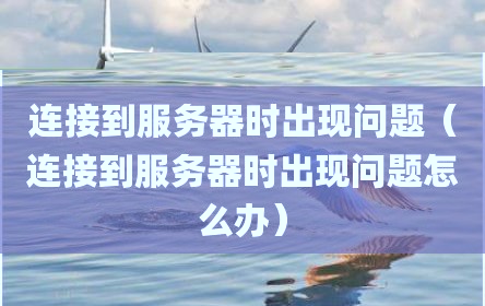 连接到服务器时出现问题（连接到服务器时出现问题怎么办）