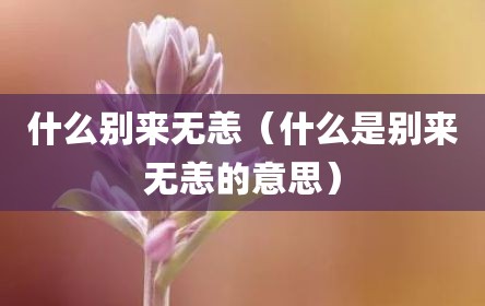 什么别来无恙（什么是别来无恙的意思）