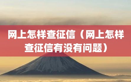 网上怎样查征信（网上怎样查征信有没有问题）