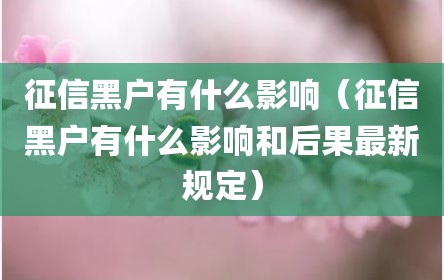 征信黑户有什么影响（征信黑户有什么影响和后果最新规定）