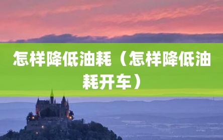 怎样降低油耗（怎样降低油耗开车）