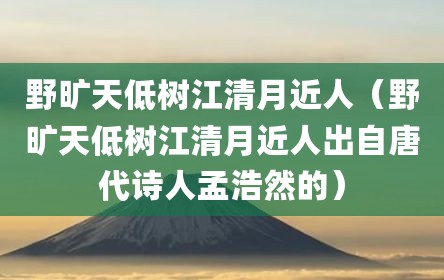 野旷天低树江清月近人（野旷天低树江清月近人出自唐代诗人孟浩然的）