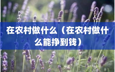 在农村做什么（在农村做什么能挣到钱）