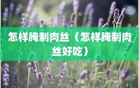怎样腌制肉丝（怎样腌制肉丝好吃）