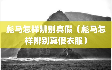 彪马怎样辨别真假（彪马怎样辨别真假衣服）
