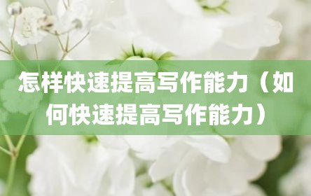 怎样快速提高写作能力（如何快速提高写作能力）