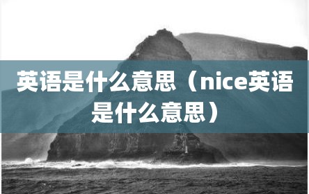 英语是什么意思（nice英语是什么意思）