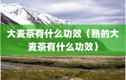 大麦茶有什么功效（熟的大麦茶有什么功效）