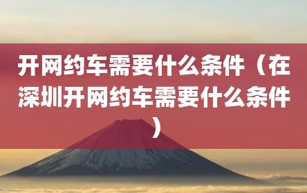 开网约车需要什么条件（在深圳开网约车需要什么条件）