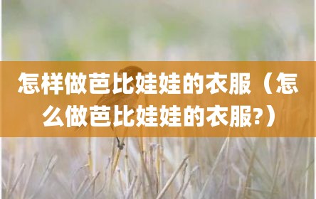 怎样做芭比娃娃的衣服（怎么做芭比娃娃的衣服?）
