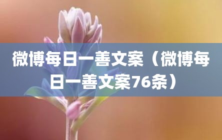 微博每日一善文案（微博每日一善文案76条）