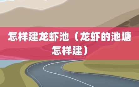 怎样建龙虾池（龙虾的池塘怎样建）