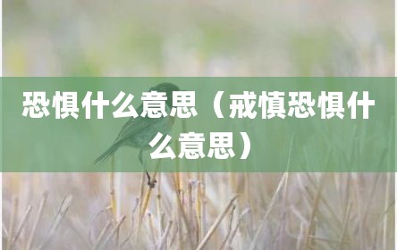 恐惧什么意思（戒慎恐惧什么意思）