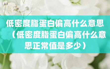 低密度脂蛋白偏高什么意思（低密度脂蛋白偏高什么意思正常值是多少）