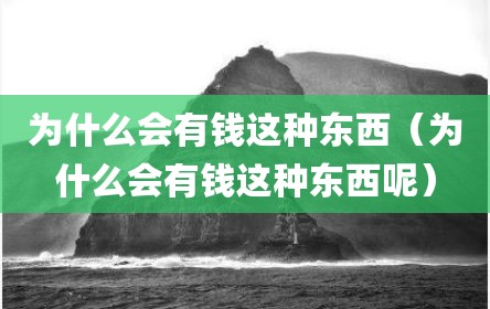 为什么会有钱这种东西（为什么会有钱这种东西呢）