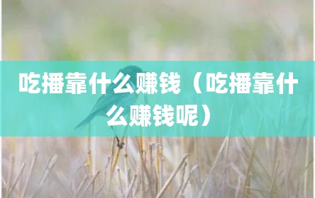 吃播靠什么赚钱（吃播靠什么赚钱呢）