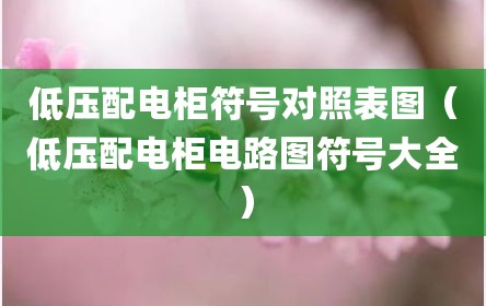 低压配电柜符号对照表图（低压配电柜电路图符号大全）